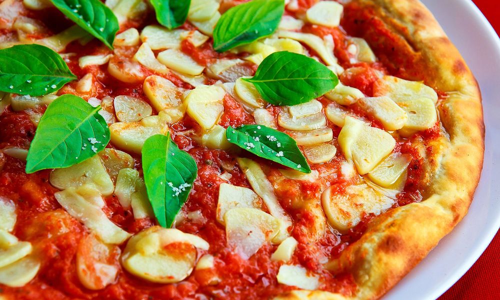 Margherita pizza with fresh basil